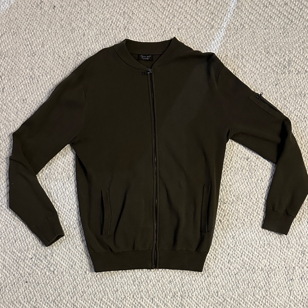 Zara Dark Olive Zip-Up Jacket